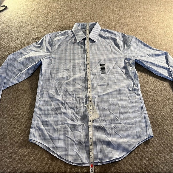 Calvin Klein Light Blue Checkered Dress Shirt - Picture 1 of 4